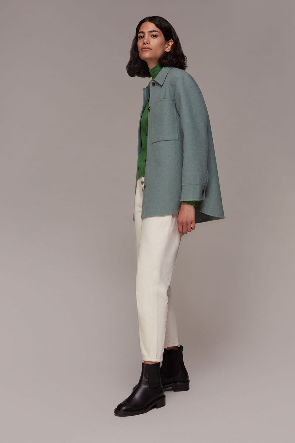 Wool Split Funnel Neck Jumper
