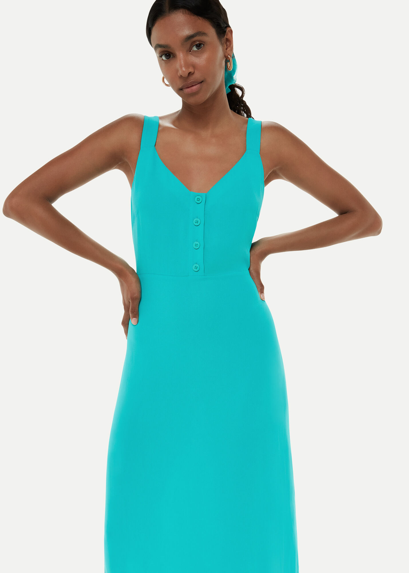 Turquoise Andie Button Dress | WHISTLES