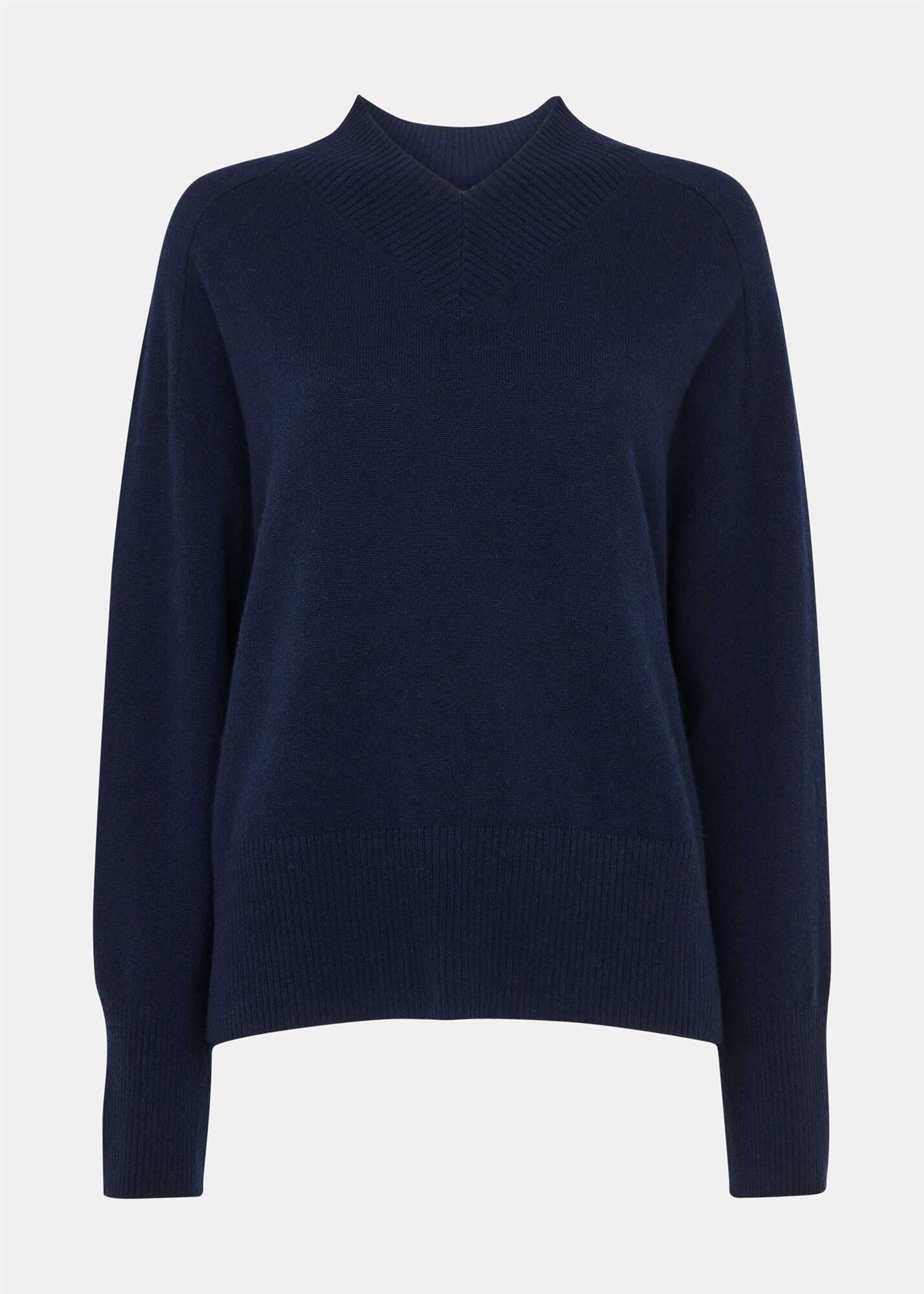 Women's Navy Cashmere V Neck Sweater | Whistles US |