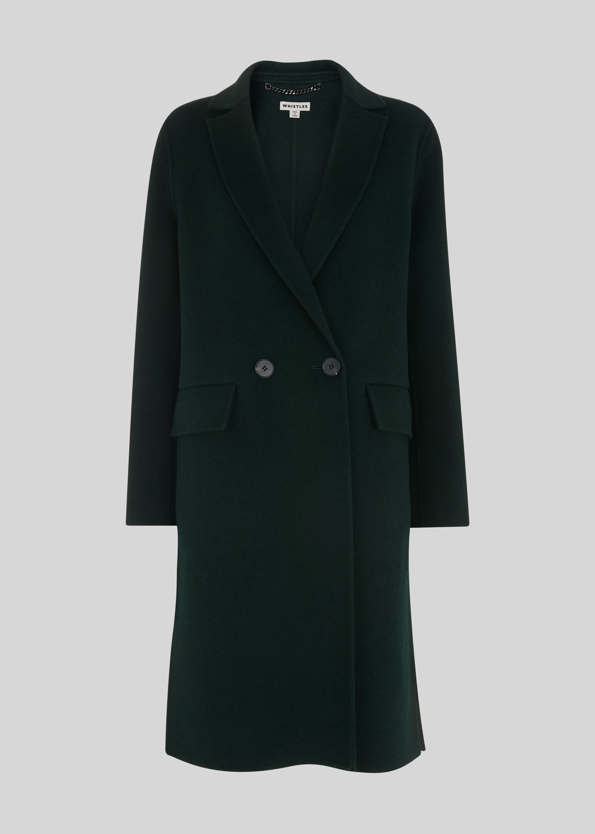 Bottle green wool coat top