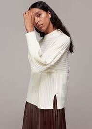Contrasting Rib Funnel Neck