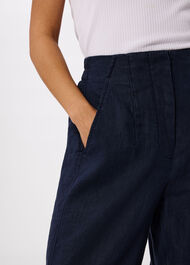 Petite Linen Barrel Leg Trouser
