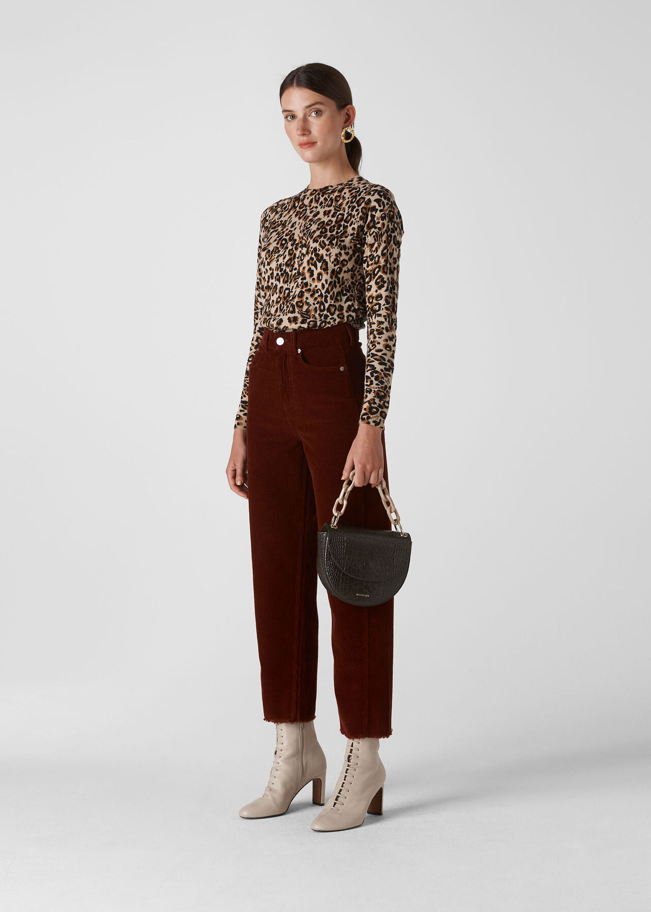 Leopard Print Crew Neck Knit Leopard Print