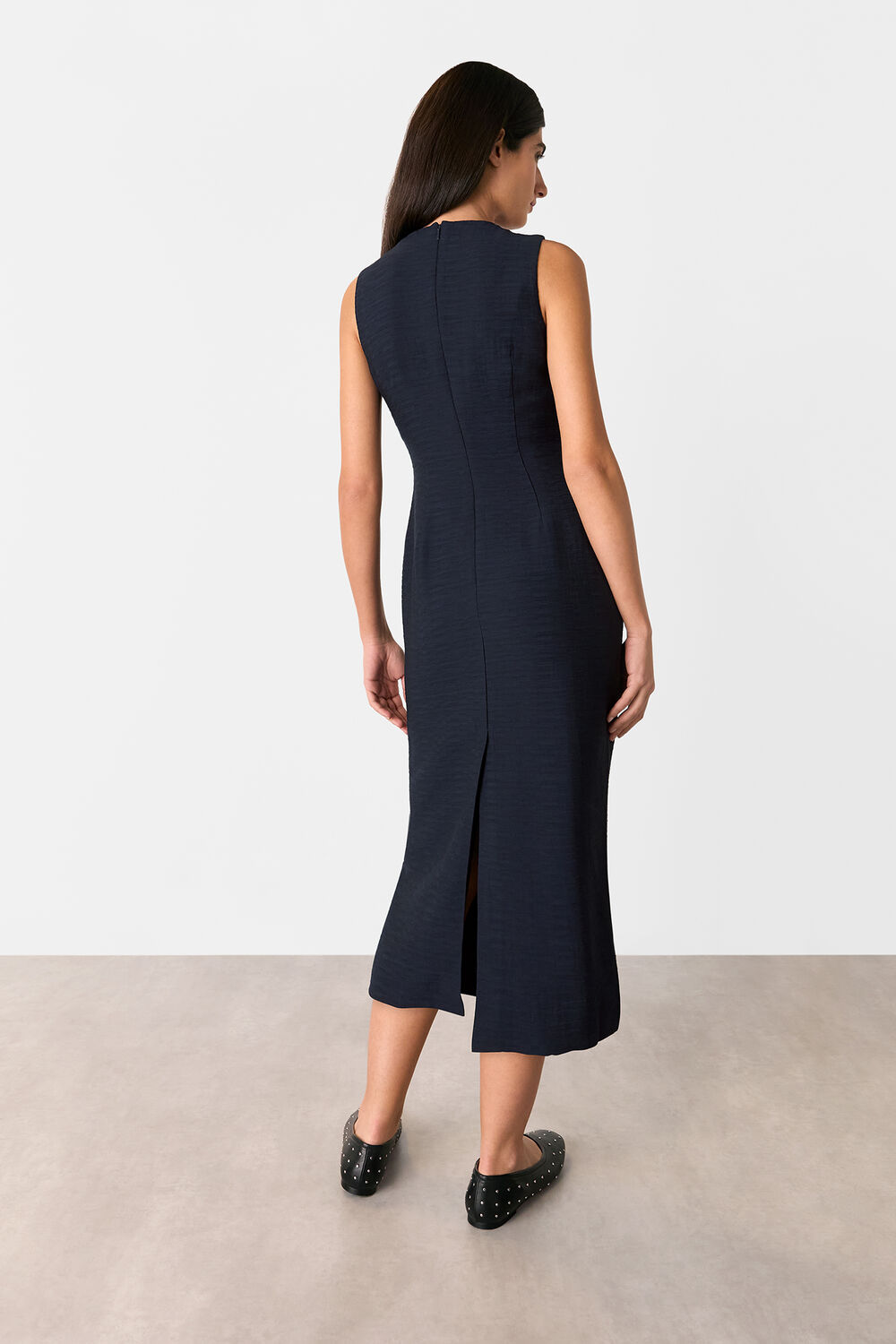 Navy Nora Textured Midi Dress