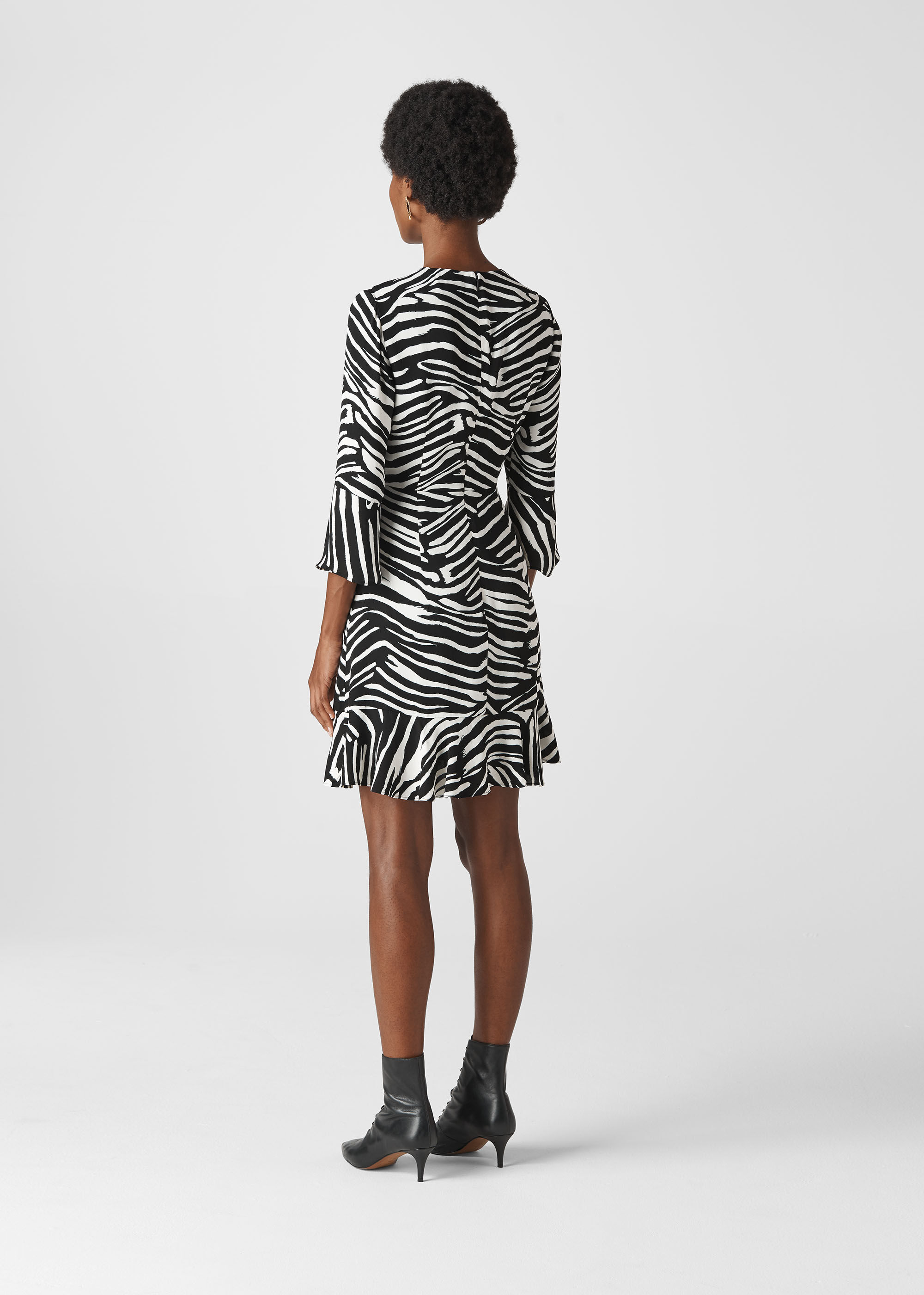 Black White Zebra Print Flippy Dress WHISTLES