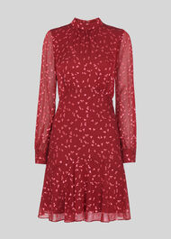 Falling Leaves Silk Dress Pink/Multi