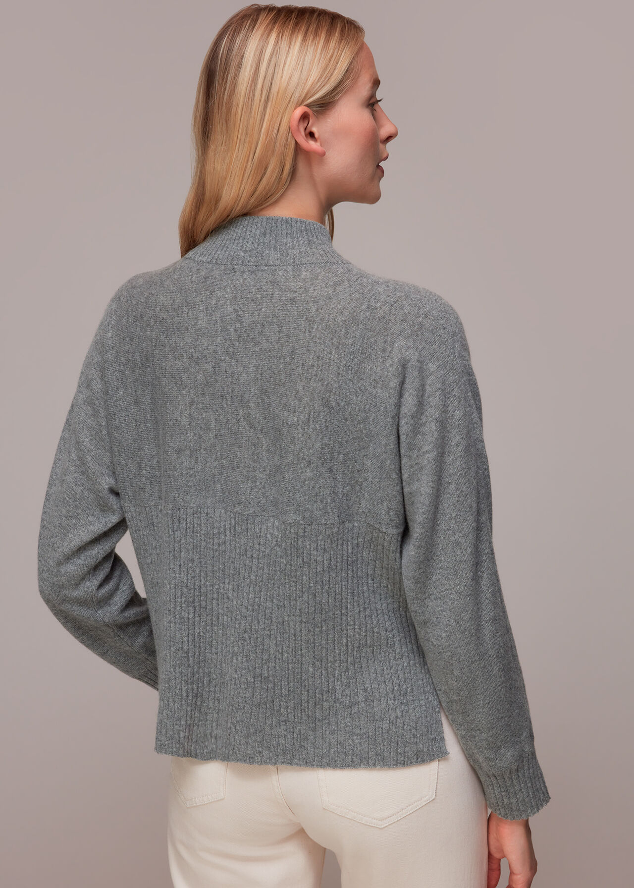 Ribbed Panel Cashmere Sweater