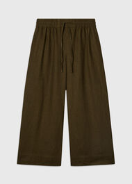 Petite Elasticated Linen Crop Trouser