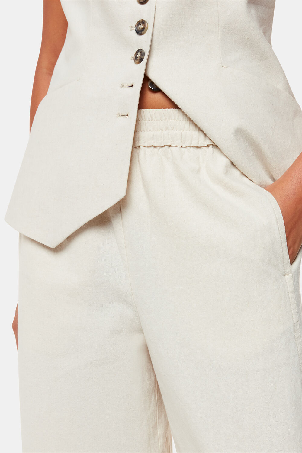 Oatmeal Lindsey Linen Blend Trouser