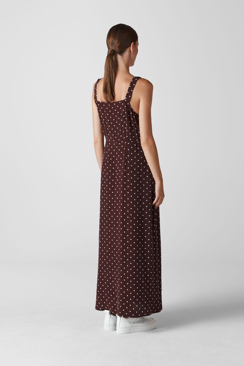 Spot Print Maxi Dress Burgundy