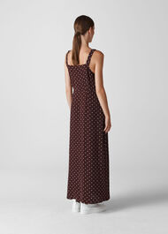 Spot Print Maxi Dress Burgundy