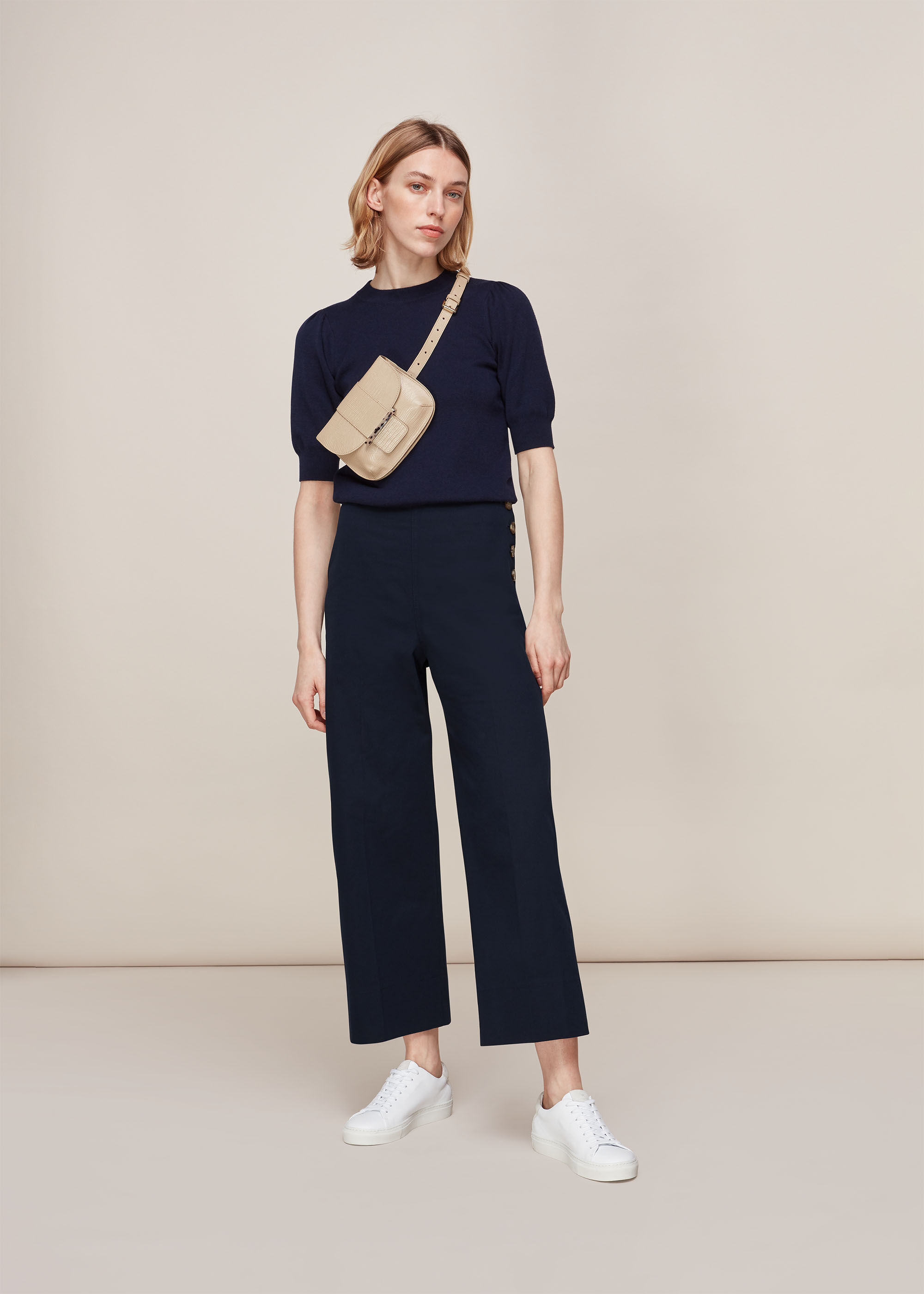 Navy trousers with deals side stripe