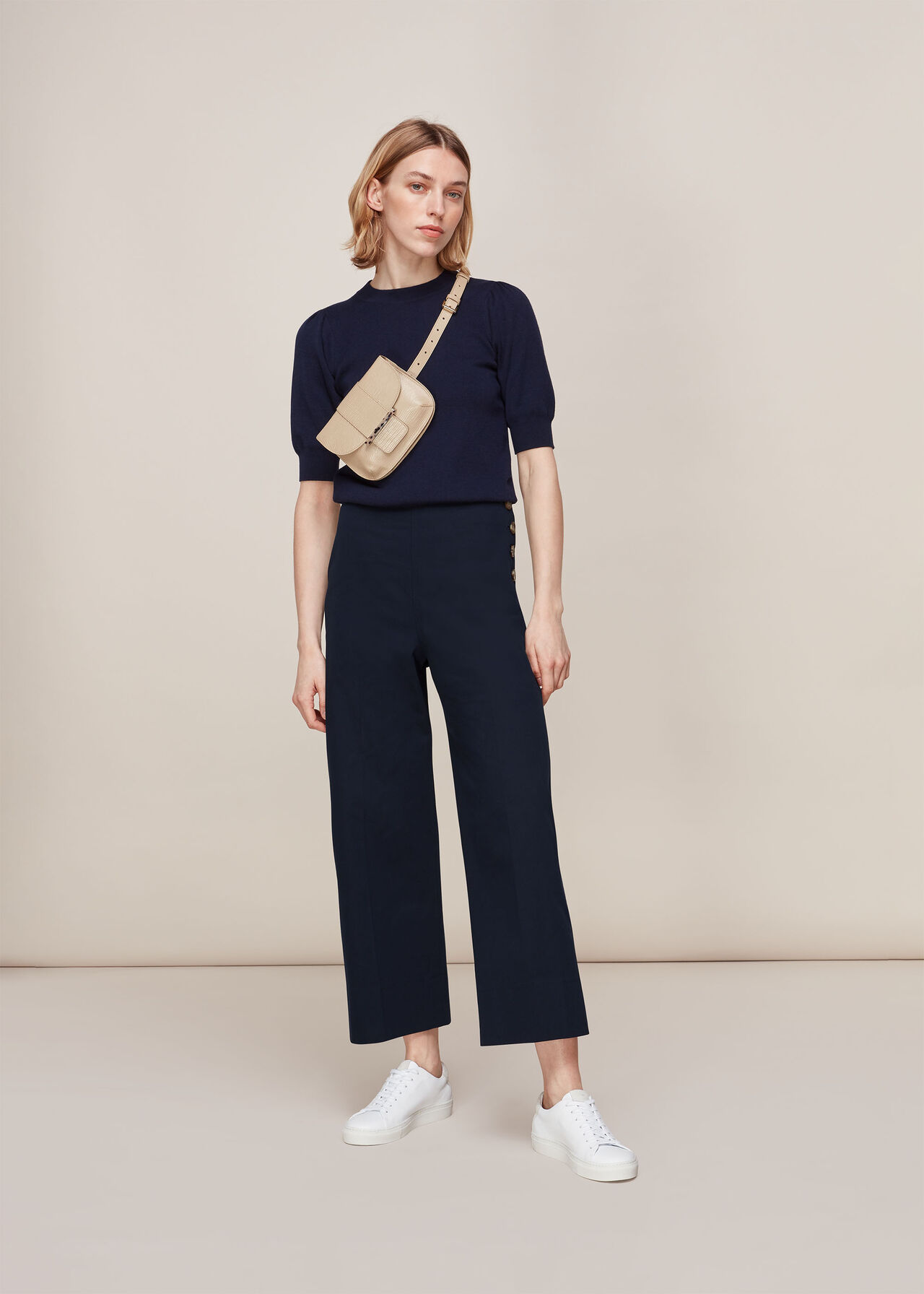 Cadie Side Button Trouser Navy