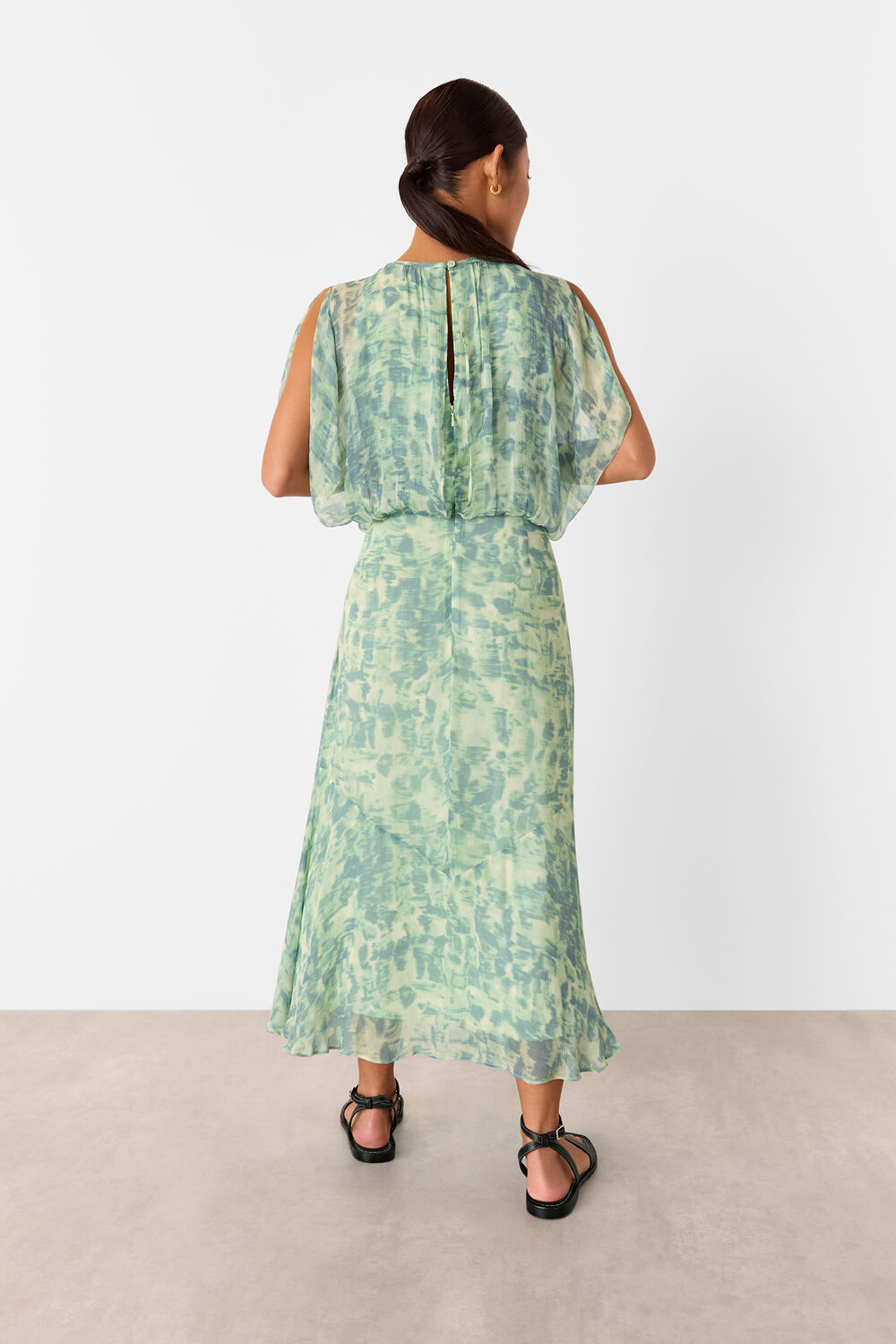 Petite Dashed Brush Marks Midi Dress