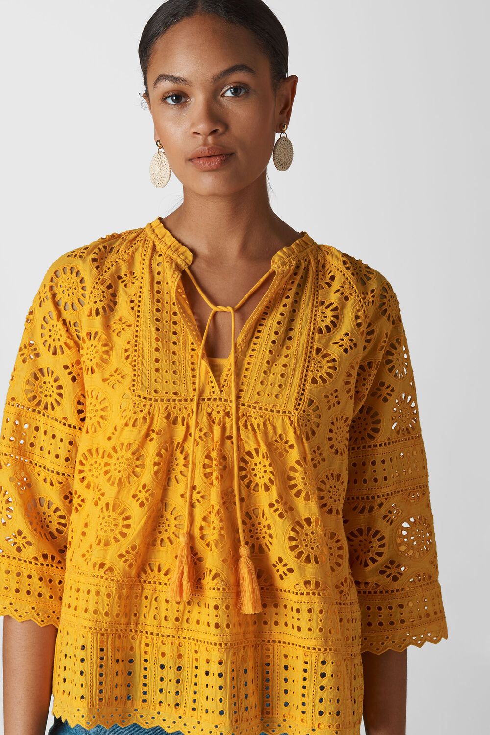 Maggie Broderie Blouse Yellow
