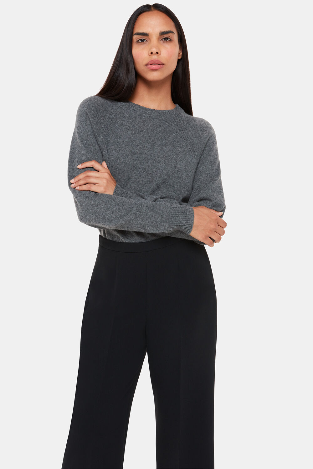 Black Wide Leg Cropped Trouser