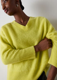 Brushed Cashmere V Neck Knit