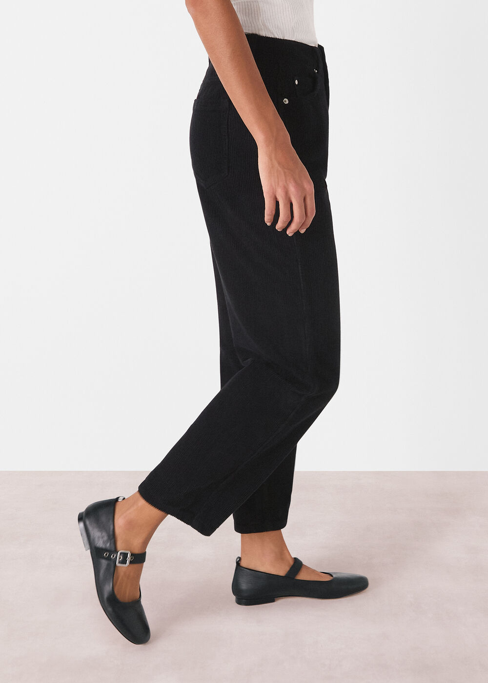 High Waist Cord Barrel Jean
