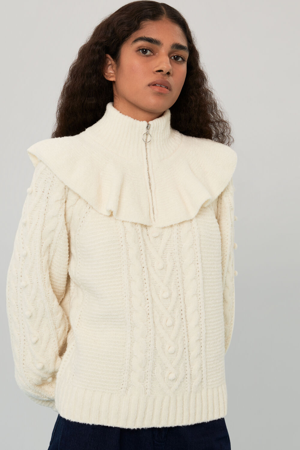 Electra Zip Frill Cable Knit