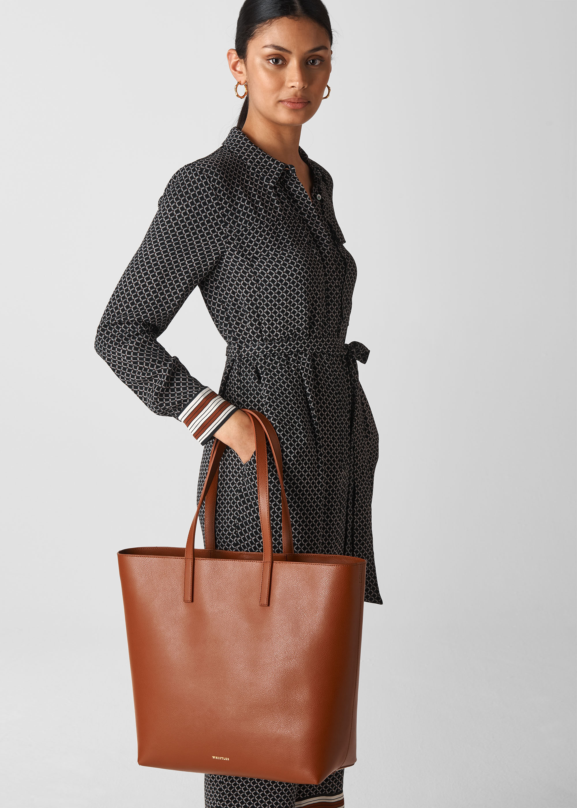 Tan sales leather shopper