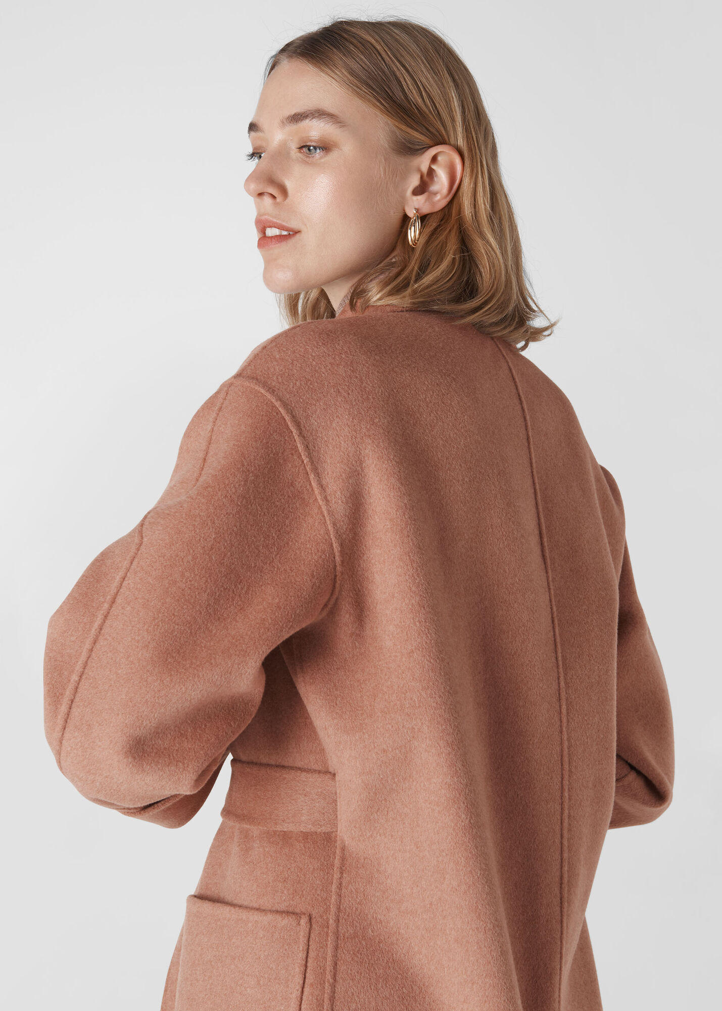 Pale Pink Double Faced Wool Wrap Coat WHISTLES Whistles UK