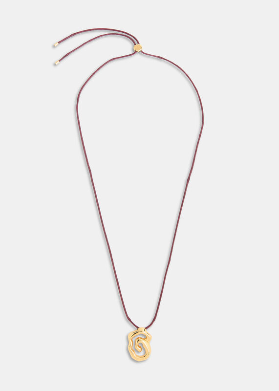 BURGUNDY Molten Abstract Cord Necklace