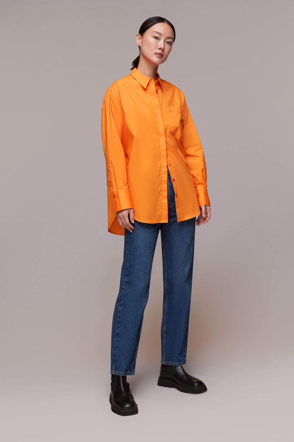 Orange Oversized Button Up Shirt
