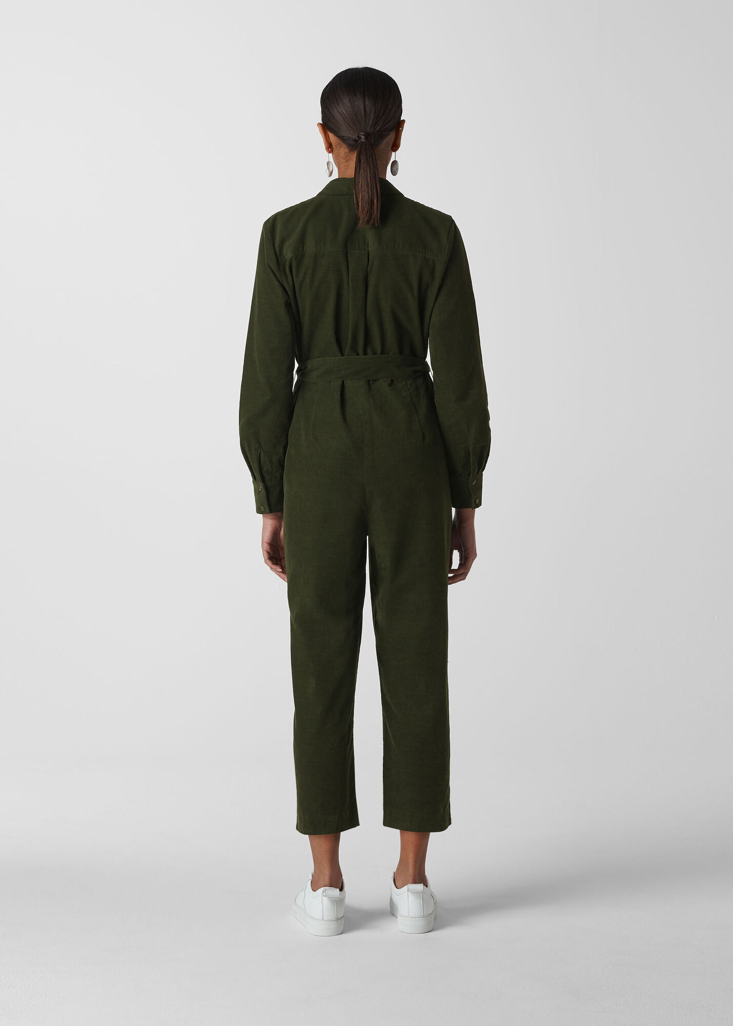 Dark Green Cord Utility Jumpsuit WHISTLES Whistles UK
