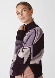 Intarsia Funnel Neck Sweater Multicolour