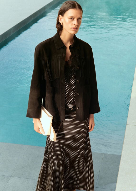 Black Tassel Suede Jacket