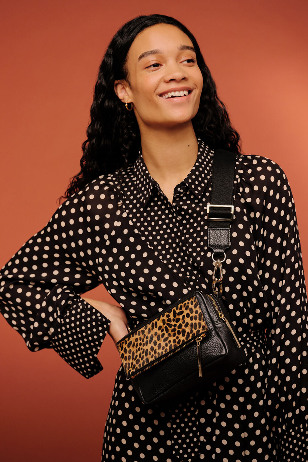 Spot Print Silk Shirt Dress