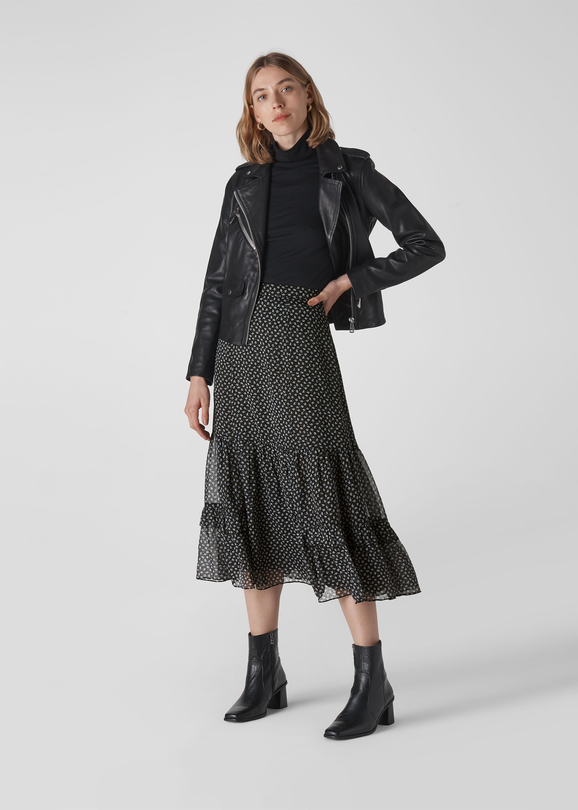 Whistles almond shop print dobby dress