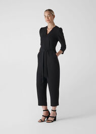 Hallie Zip Crepe Jumpsuit Black