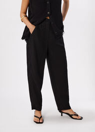 Petite Linen Barrel Leg Trouser