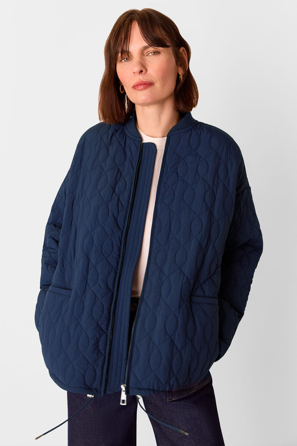 Navy Nia Drawstring Quilted Jacket