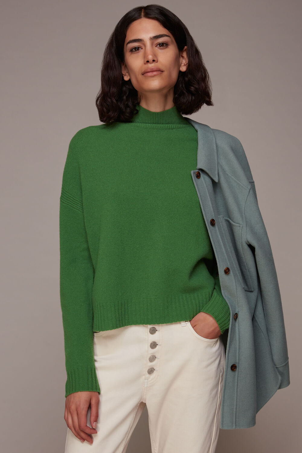 Wool Split Funnel Neck Jumper