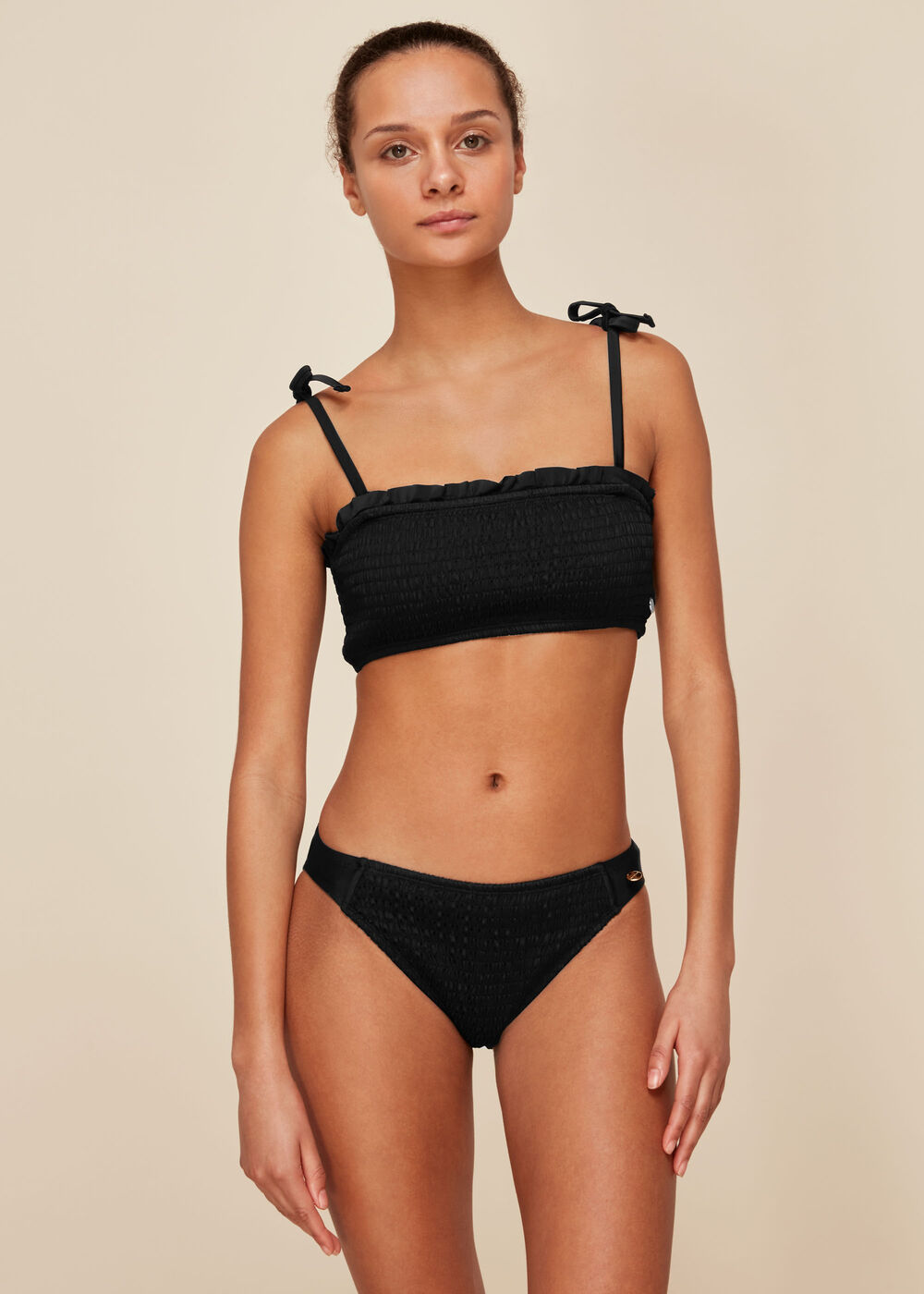 Shirred Tie Bikini Top