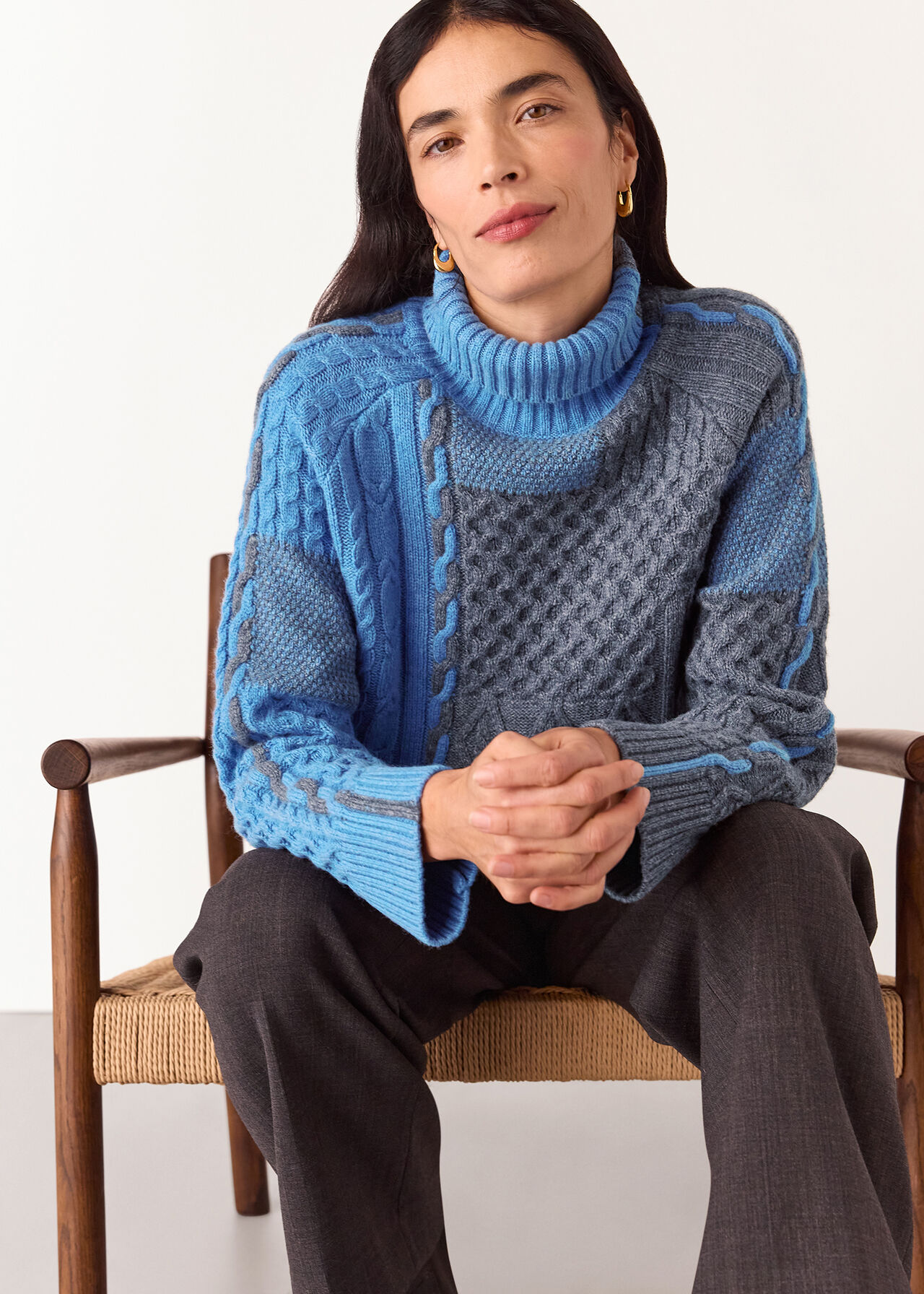 Patchwork Cable Knit Sweater