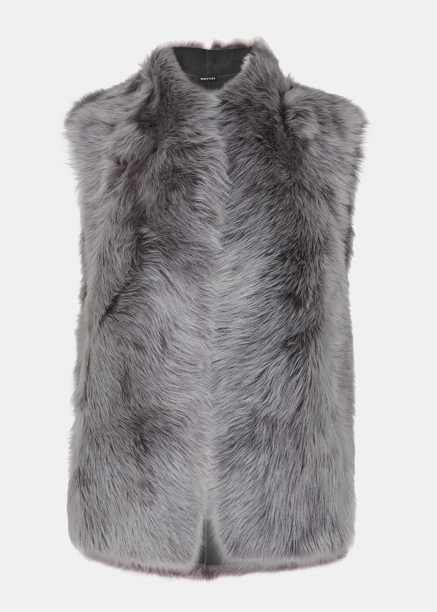 Grey Short Toscana Sheepskin Gilet WHISTLES