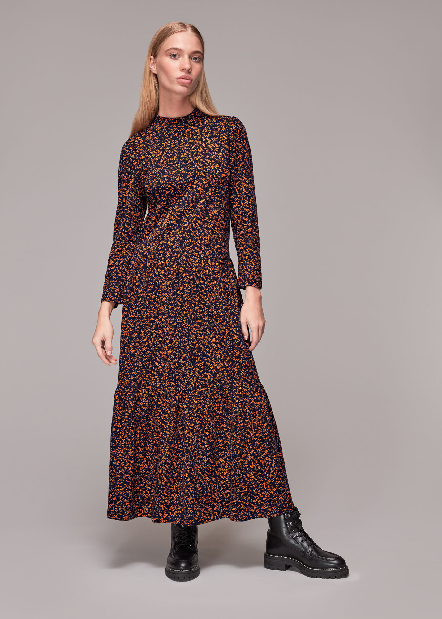 Multicolour Autumn Leaves Jersey Dress
