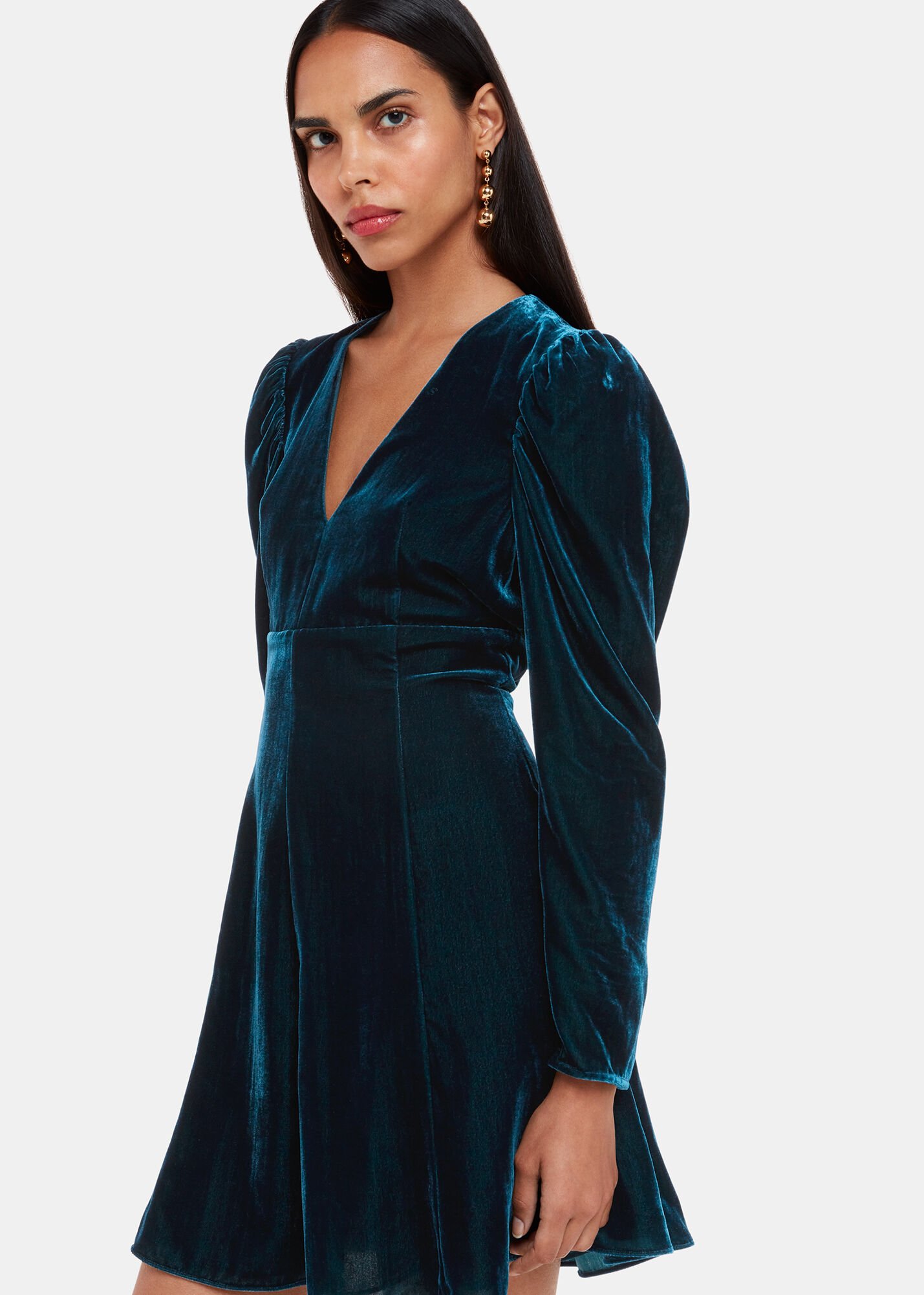 Whistles green velvet best sale dress