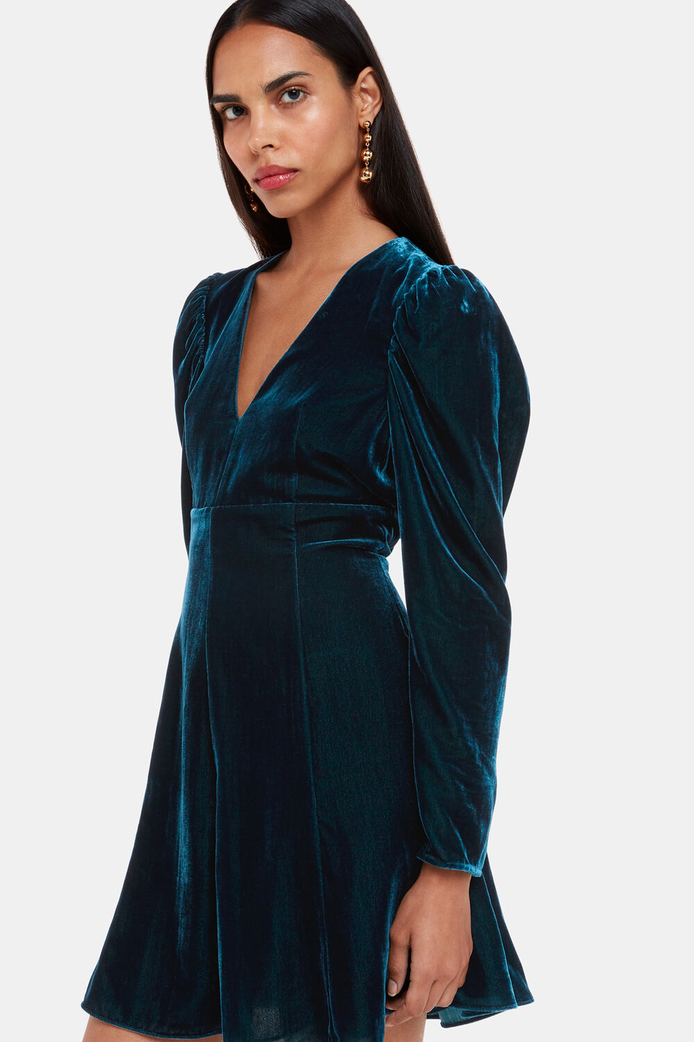 Teal Charley Velvet Flippy Dress