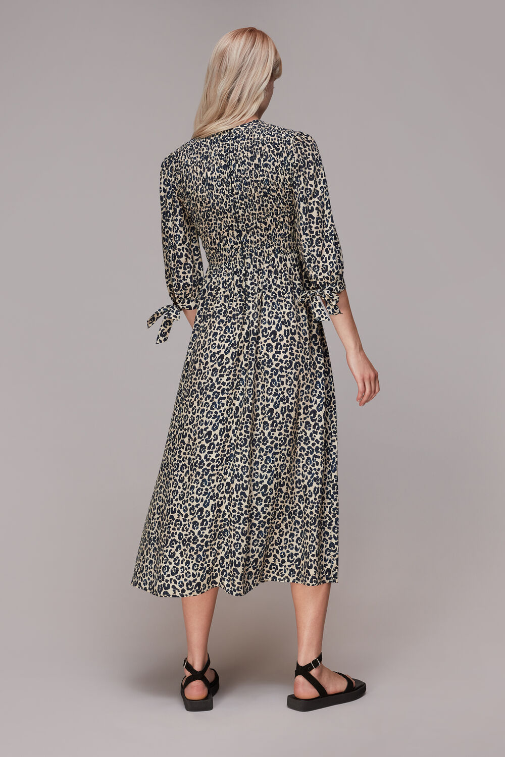 Cheetah Print Shirred Dress