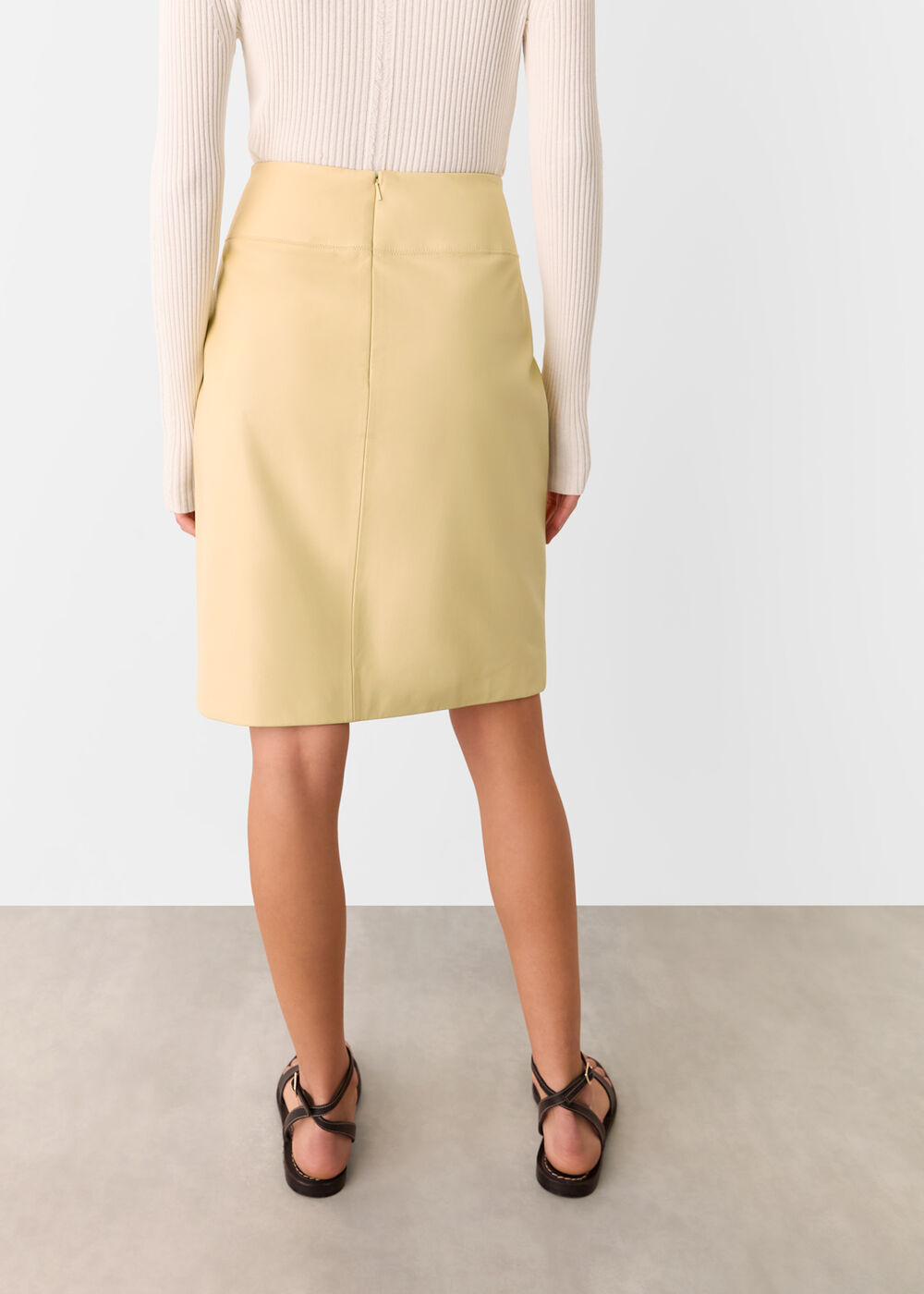 Clean Leather Pencil Skirt