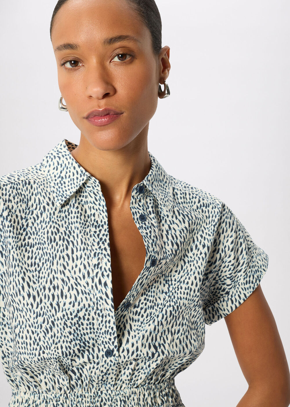 Petite Flecked Animal Collared Dress