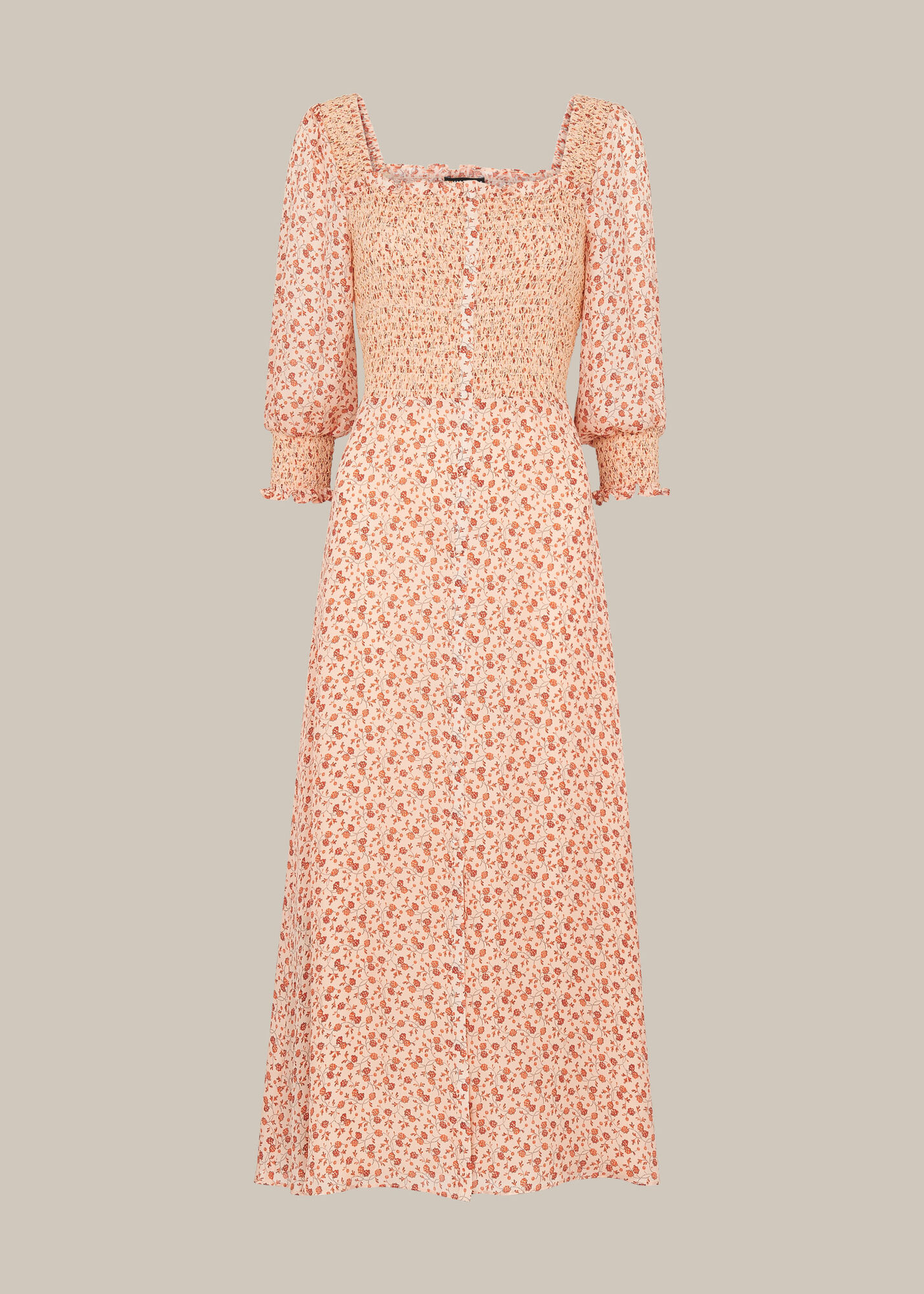 Multicolour Flower Berry Print Silk Dress WHISTLES