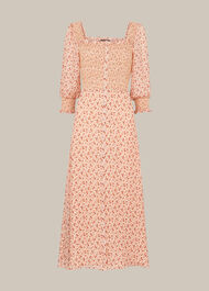 Flower Berry Print Silk Dress Multicolour