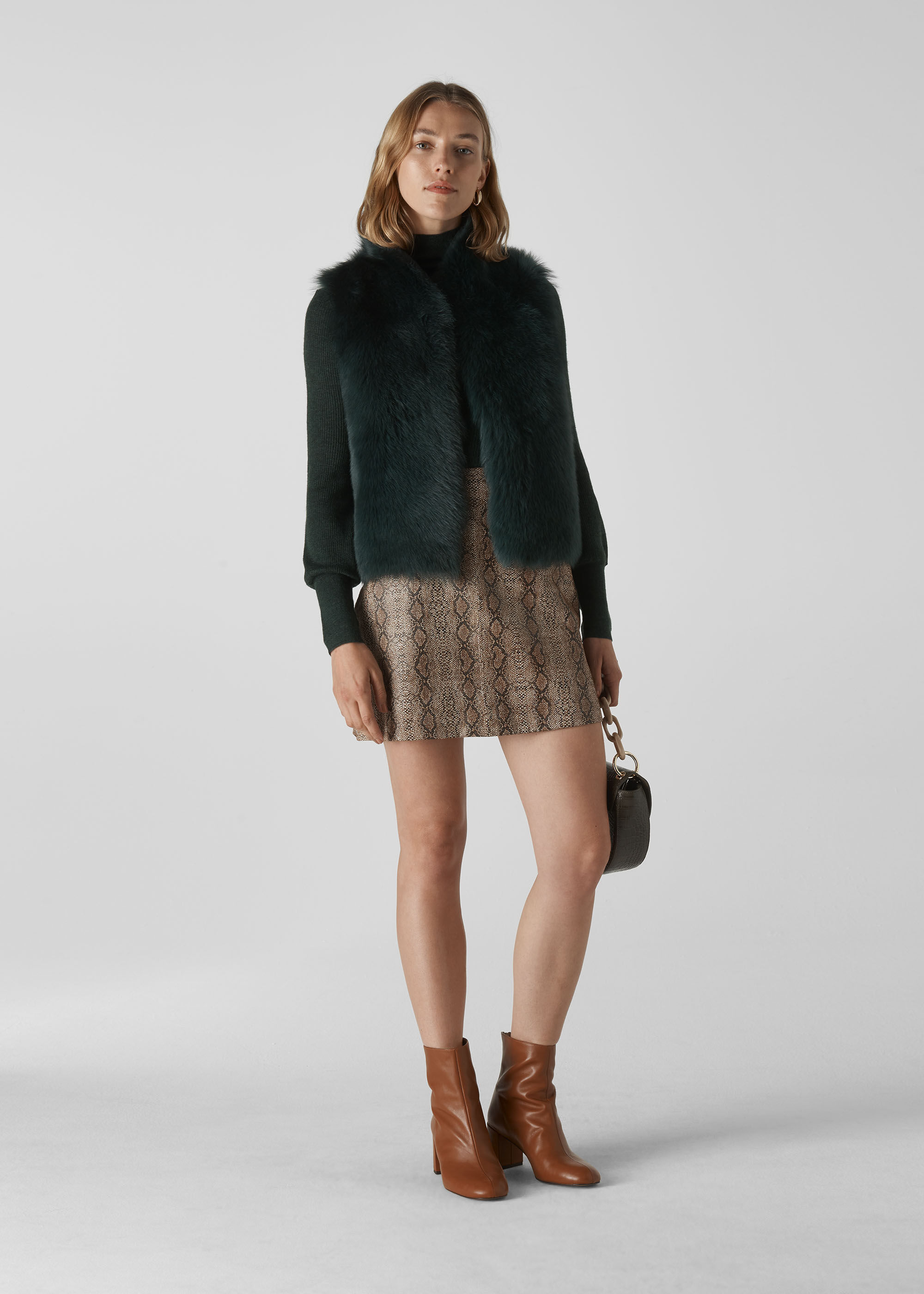 Dark Green Toscana Sheepskin Gilet WHISTLES