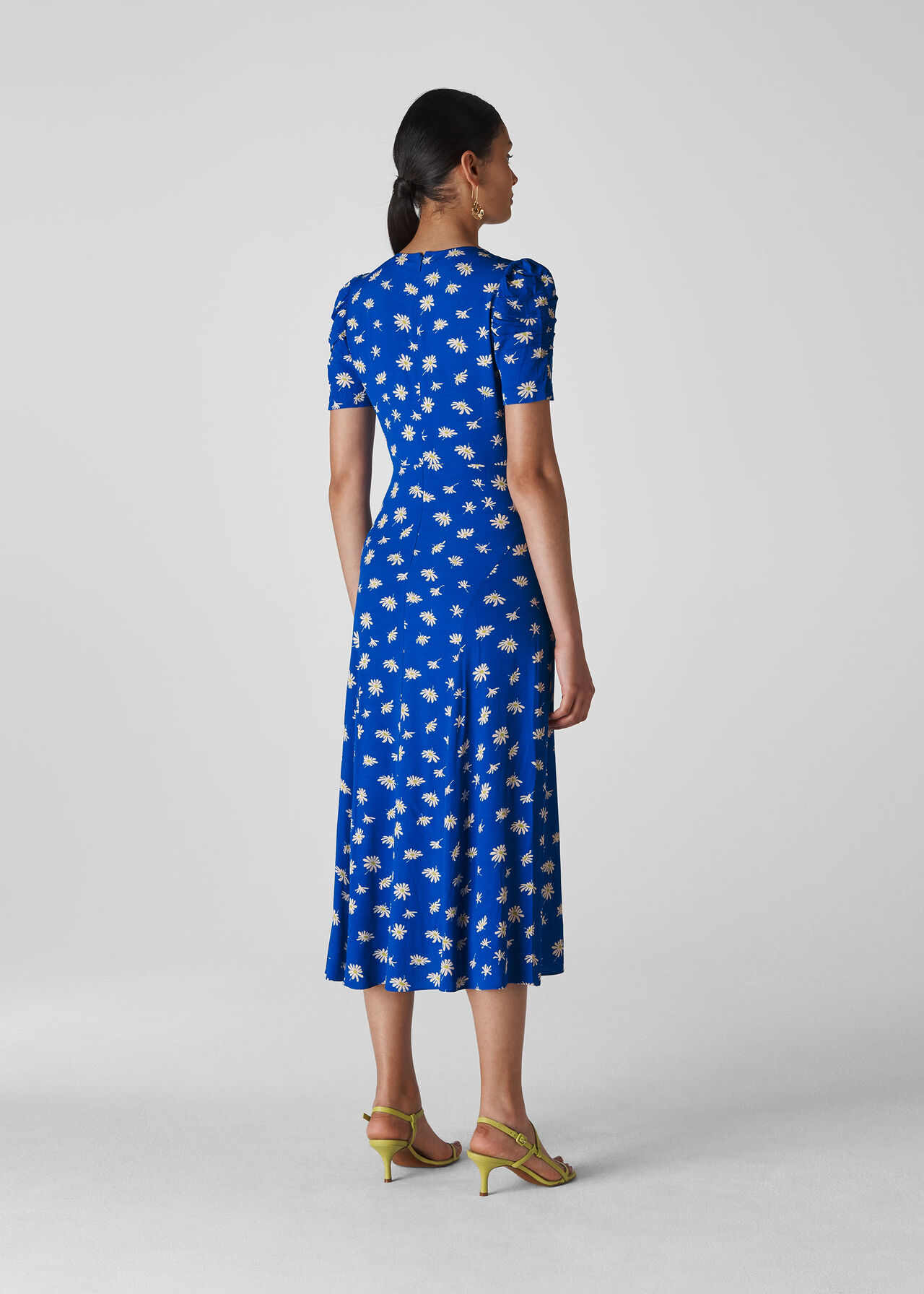 Scattered Daisy Midi Dress Blue/Multi