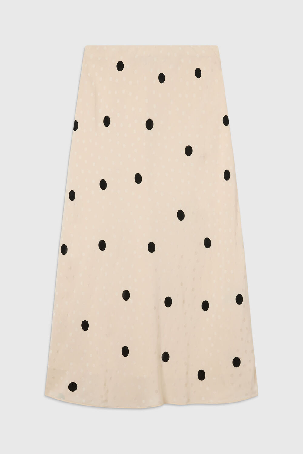 Jacquard Spot Satin Midi Skirt